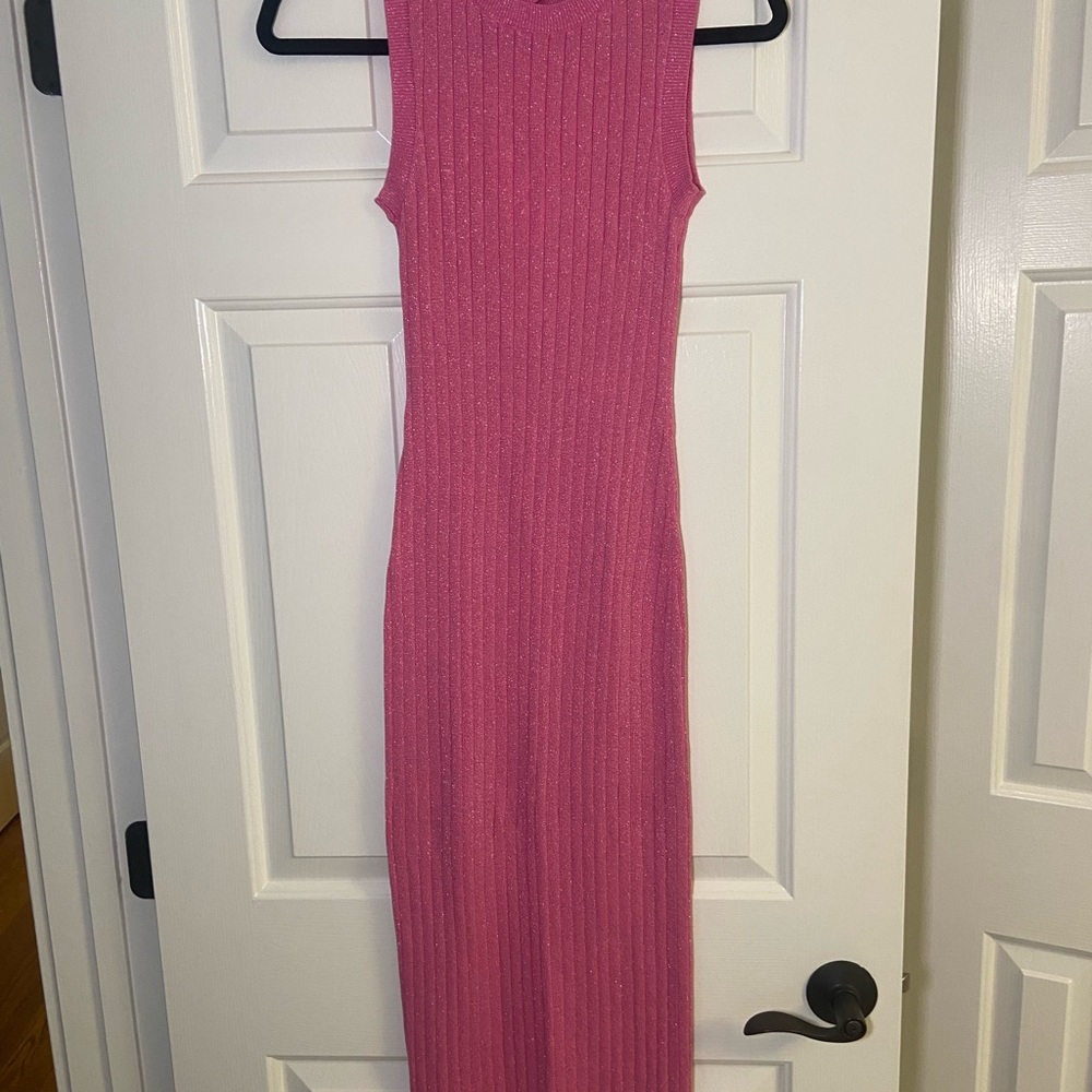 House of Harlow 1960 Ribbed Pink Midi Dress